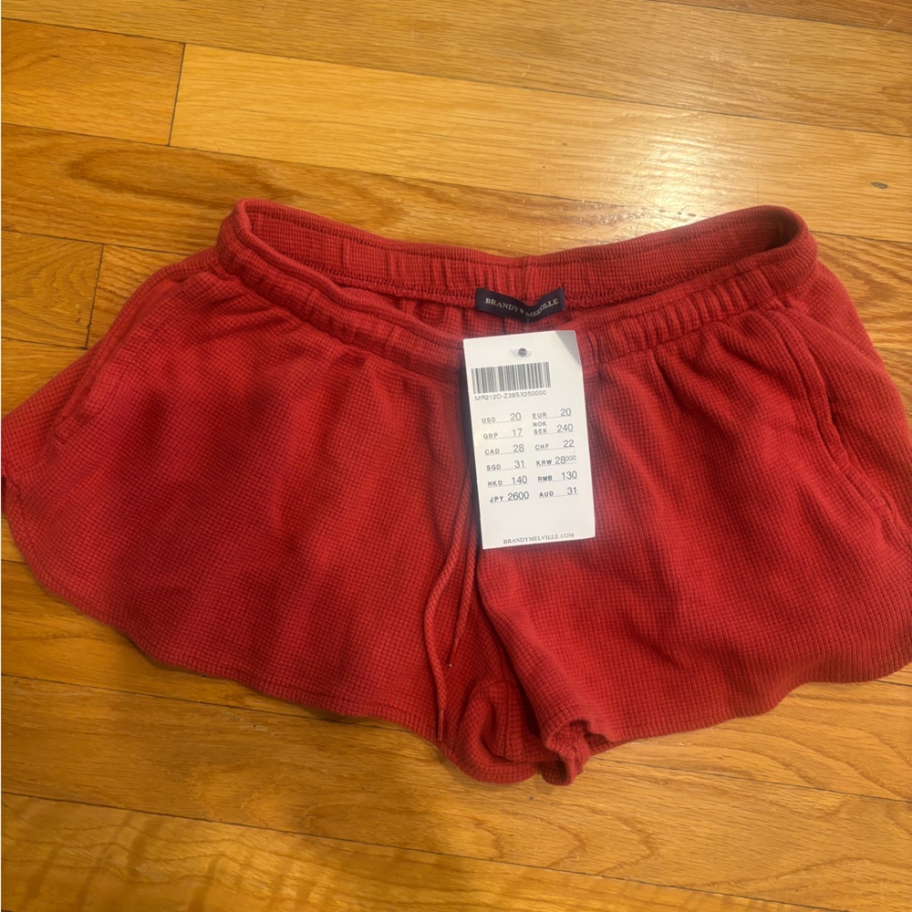 NBW Waffle Brandy Melville Red Shorts Sold Out